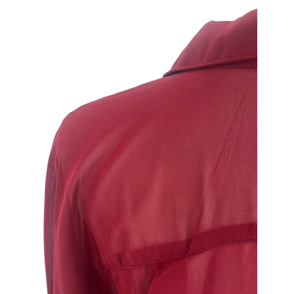 Vintage Romeo & Juliet Couture Silk Blend Burgundy Draped Surplice Sheer Blouse - Picture 10 of 16